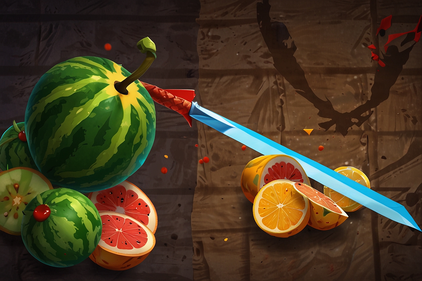 Fruit Ninja MOD APK Gameplay Screenshot - Slashing Fruit